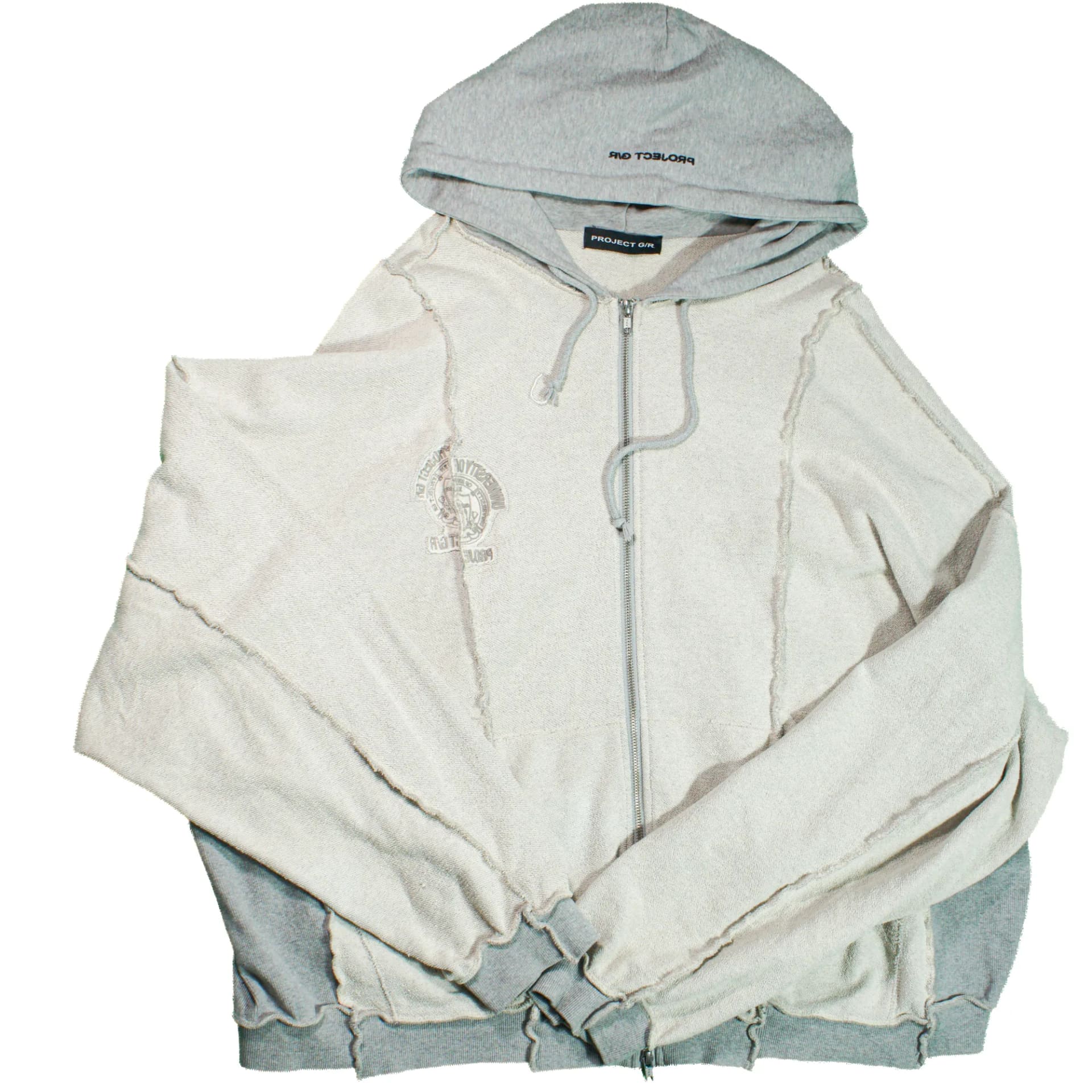 Project g/r inside out unbalanced zip hoodie grey